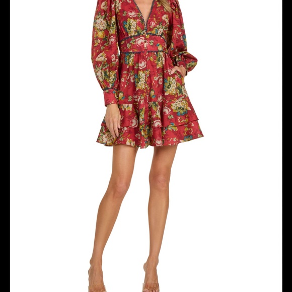 TRISH SCULLY , brand new , Floral pattern Red Midi Dress size S - Picture 10 of 11